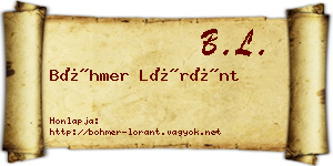 Böhmer Lóránt névjegykártya
